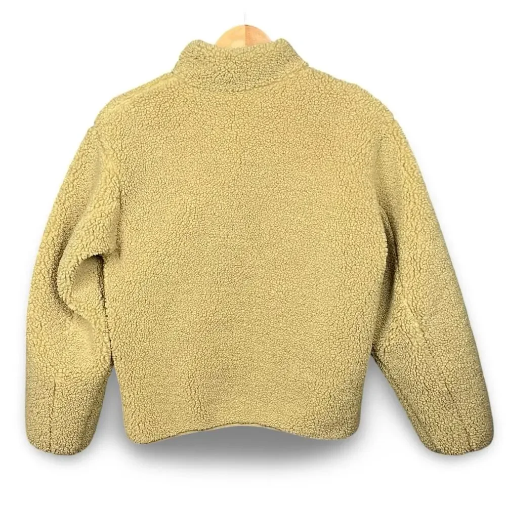 UNIQLO Mens XS Fleece Jacket Full Zip‎ Sherpa Tan Beige Soft Cozy Reversible